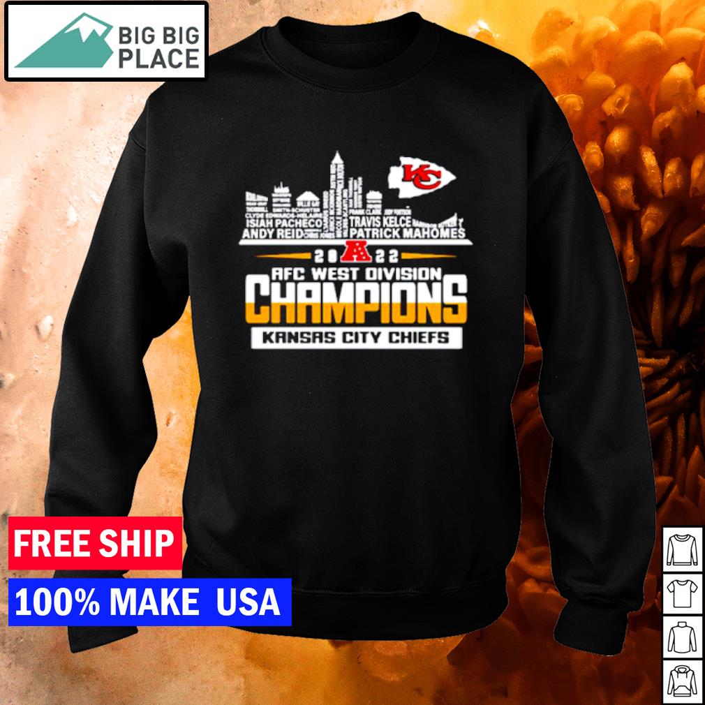 Kansas City Chiefs Player Name Skyline Afc West Division Champions 2022  shirt, hoodie, sweater and long sleeve